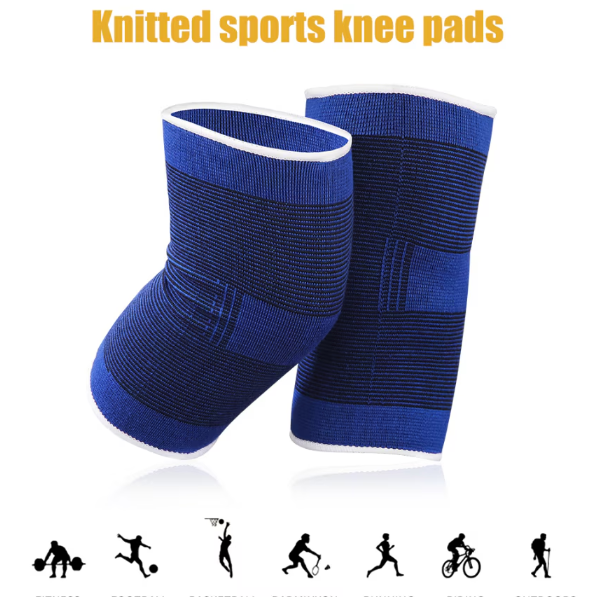 Set 2 Genunchiere Sport, CRM, Bandaj Elastic cu Compresie, Mărime Universală, Unisex, Albastru [3]
