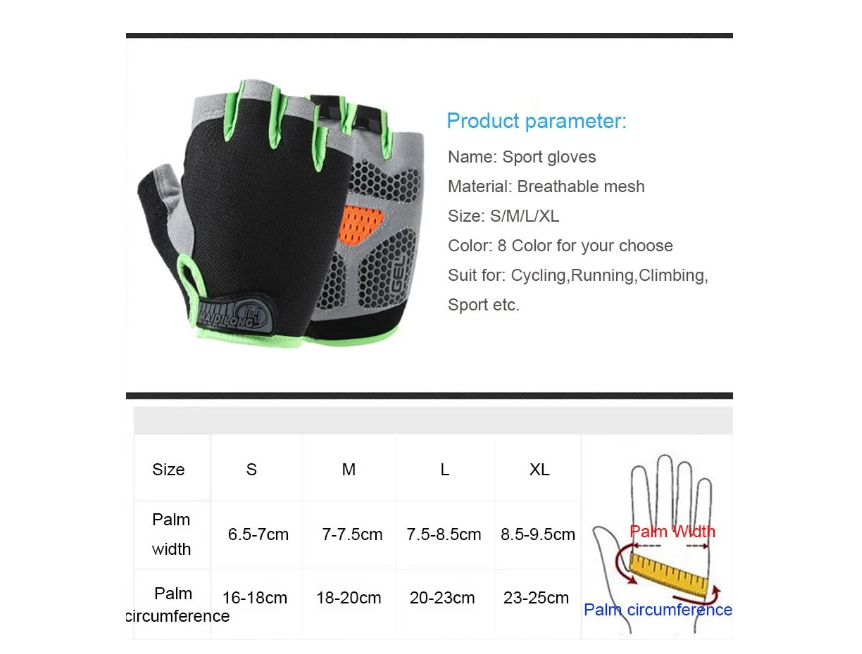 Set 2 manusi anti-alunecare, CRM, pentru activitati sportive sau ciclism, fara degete, cu prindere velcro, unisex, marime XL [2]