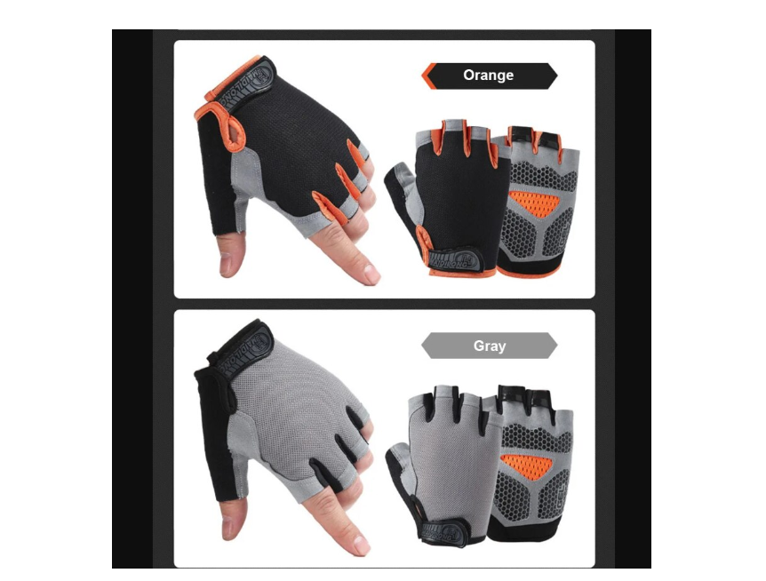 Set 2 manusi anti-alunecare, CRM, pentru activitati sportive sau ciclism, fara degete, cu prindere velcro, unisex, marime XL [4]
