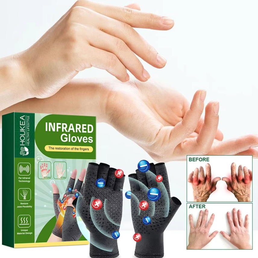 Set 2 Mănuși de Compresie, CRM, Ameliorarea Durerilor Articulare, Mărime Universală, Negru [2]