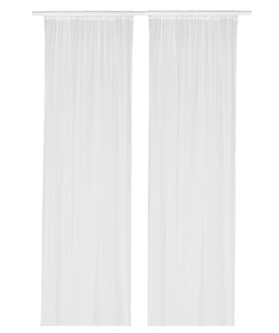 Set 2 Perdele Transparente EVNC - Alb/Cu Tiv pentru Baghetă, 280x300 cm [1]