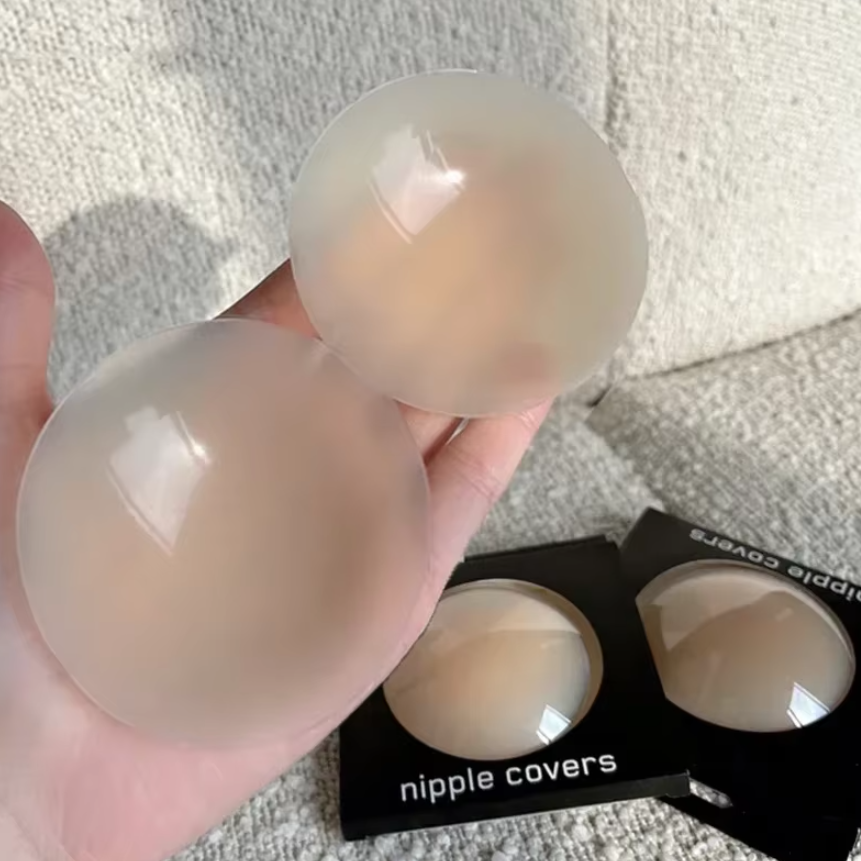 Set 2 plasturi invizibili pentru sâni, CRM, Silicon, Reutilizabili, Nude (8 cm) [2]