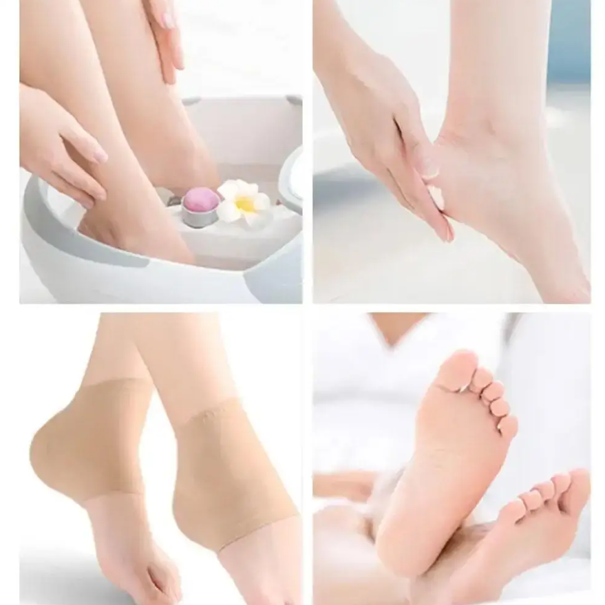 Set 2 protectii calcai cu gel, CRM, mansete elastice silicon, anti-durere si anti-frecare, bej, unisex [7]