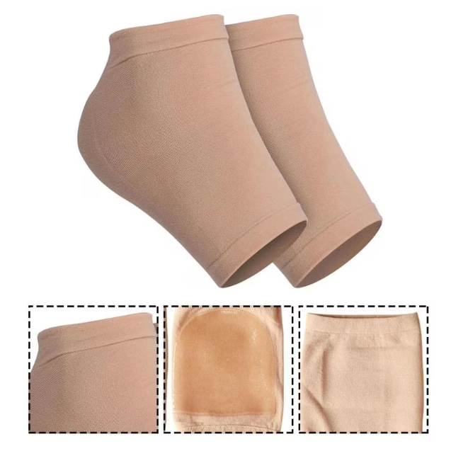 Set 2 protectii calcai cu gel, CRM, mansete elastice silicon, anti-durere si anti-frecare, bej, unisex [3]