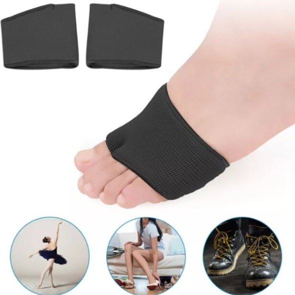 Set 2 Protectii Monturi Picior, CRM, Suport Metatarsal Elastic, Antialunecare, Confort si Amortizare, Negru [3]