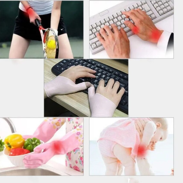 Set 2 protectii pentru degetul mare si incheietura, ameliorarea durerilor, CRM, din silicon, bej [4]