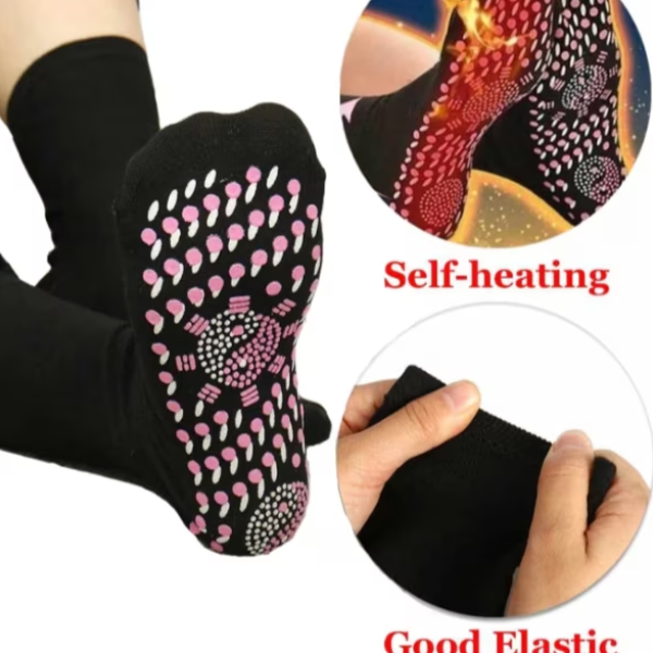 Set 2 sosete pentru incalzire picioare, CRM, marime universala, negre [3]