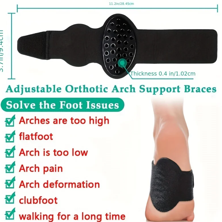 Set 2 suporturi ortopedice pentru talpă, pentru fasceită plantară, dureri călcâi, CRM, ajustabile, unisex, negru [4]