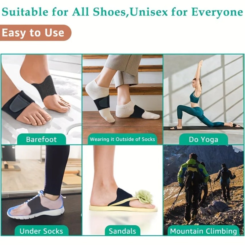 Set 2 suporturi ortopedice pentru talpă, pentru fasceită plantară, dureri călcâi, CRM, ajustabile, unisex, negru [6]