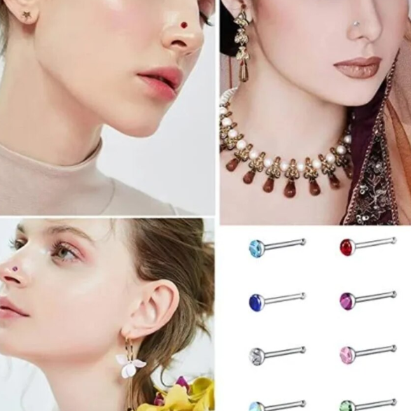 Set 40 Accesorii pentru Nas CRM, Piercing Strass Multicolor - 1 cm, Unisex [2]