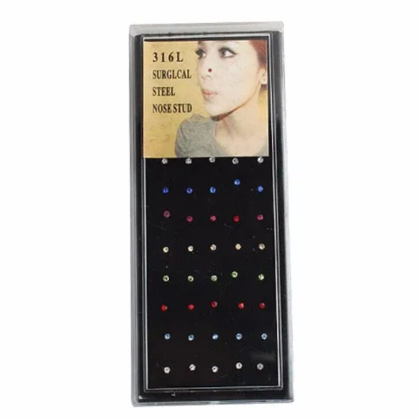 Set 40 Accesorii pentru Nas CRM, Piercing Strass Multicolor - 1 cm, Unisex [4]