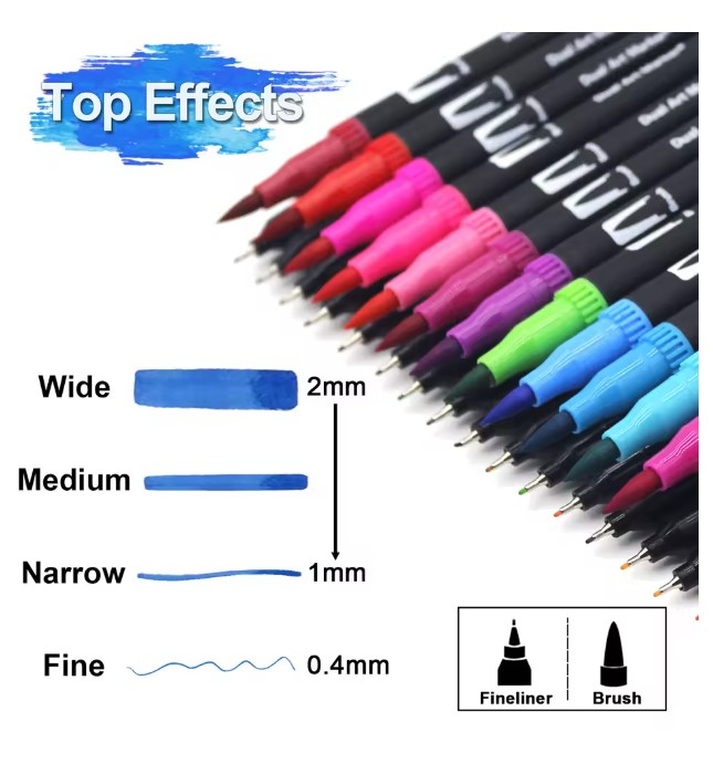 Set 48 de Markere pentru Adulți EVNC - Art Marker Dual Brush, 1 Cap Tip Pensulă și 1 Cap pentru Detalii [6]