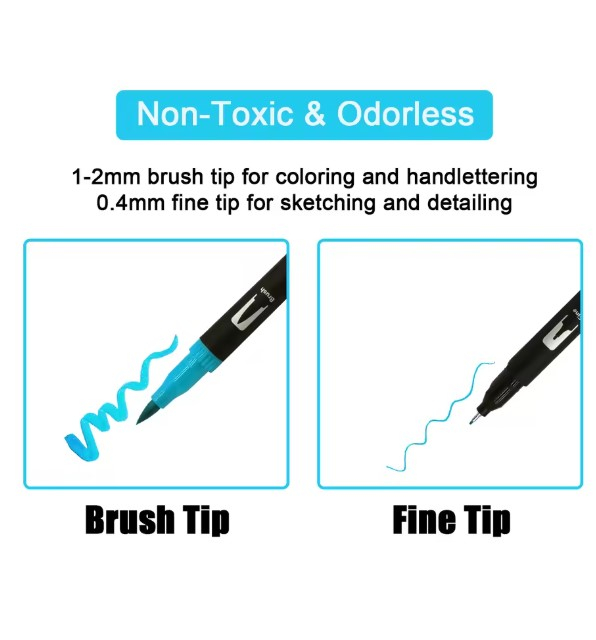 Set 48 de Markere pentru Adulți EVNC - Art Marker Dual Brush, 1 Cap Tip Pensulă și 1 Cap pentru Detalii [4]
