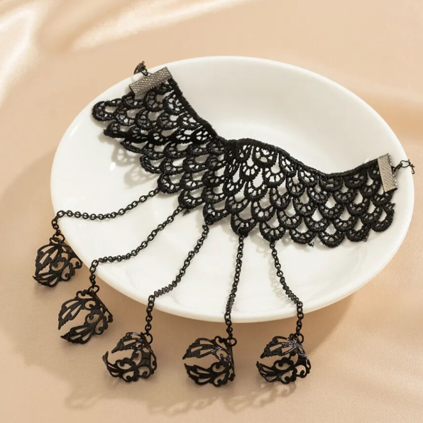 Set 5 inele vintage si bratara dantelata, CRM, bijuterie mana, negru [3]