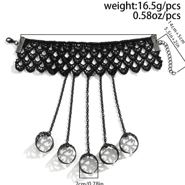 Set 5 inele vintage si bratara dantelata, CRM, bijuterie mana, negru [4]