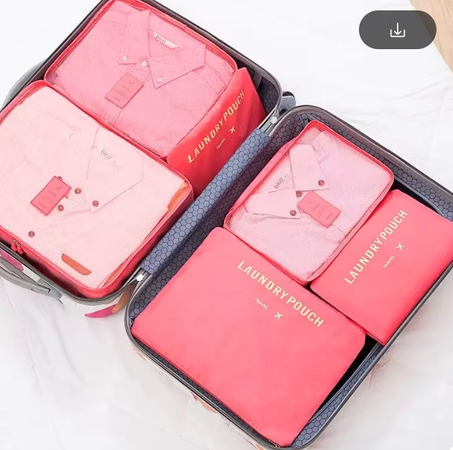 Set 6 genti organizatoare pentru calatorii, EVNC, Travel Storage Bag, marimi diverse, roz [5]