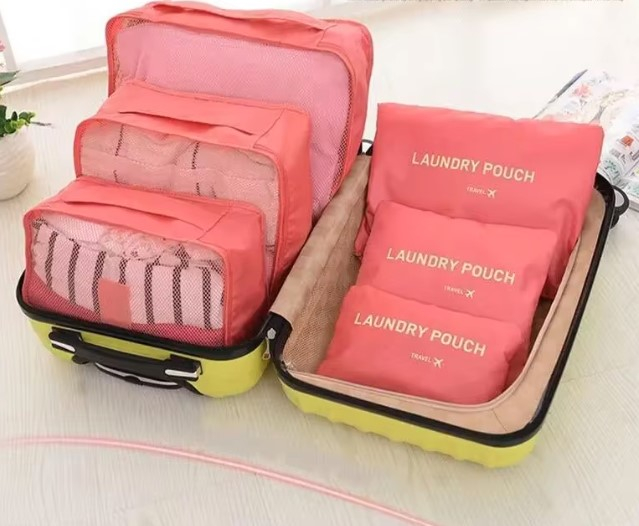 Set 6 genti organizatoare pentru calatorii, EVNC, Travel Storage Bag, marimi diverse, roz [7]