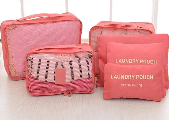 Set 6 genti organizatoare pentru calatorii, EVNC, Travel Storage Bag, marimi diverse, roz [6]