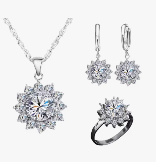 Set Bijuterii Dama, ADM, Sunflower – Colier, Cercei și Inel, Design Floral  [2]