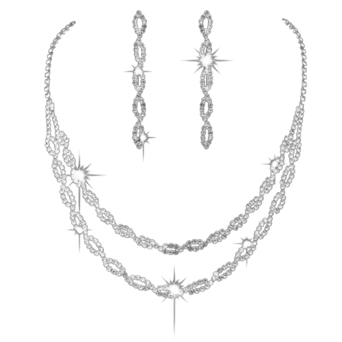 Set bijuterii dama, colier si cercei, Elegance, CRM, argintiu [4]