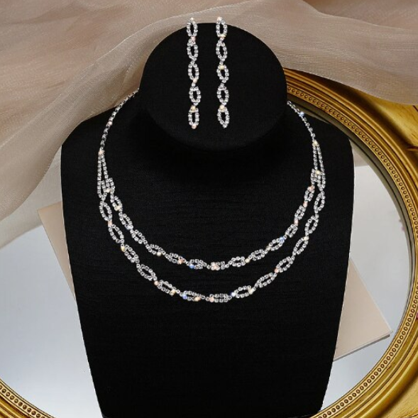 Set bijuterii dama, colier si cercei, Elegance, CRM, argintiu [5]