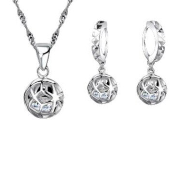 Set Bijuterii Elegant, CRM, Colier si Cercei pentru Femei, Argintiu [3]