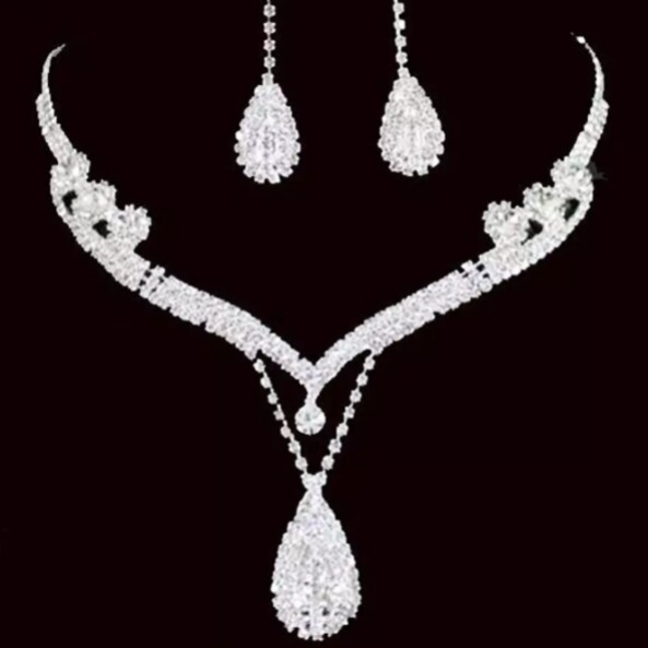 Set Bijuterii Exotic, Colier și Cercei, CRM, Argintiu, Ocazii Speciale [5]