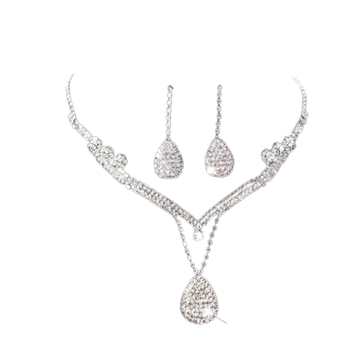Set Bijuterii Exotic, Colier și Cercei, CRM, Argintiu, Ocazii Speciale [3]