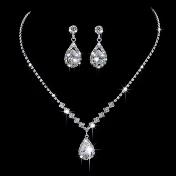 Set bijuterii femei, CRM, colier si cercei cu cristale, elegant [5]