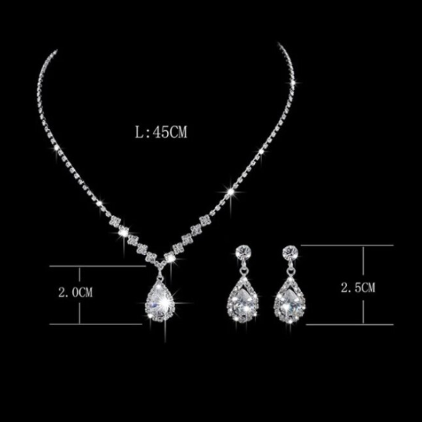 Set bijuterii femei, CRM, colier si cercei cu cristale, elegant [3]