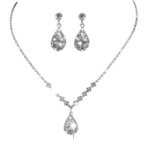 Set bijuterii femei, CRM, colier si cercei cu cristale, elegant [4]