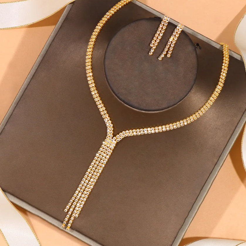 Set bijuterii pentru femei, CRM, Glamour Strass, elegant, auriu [5]
