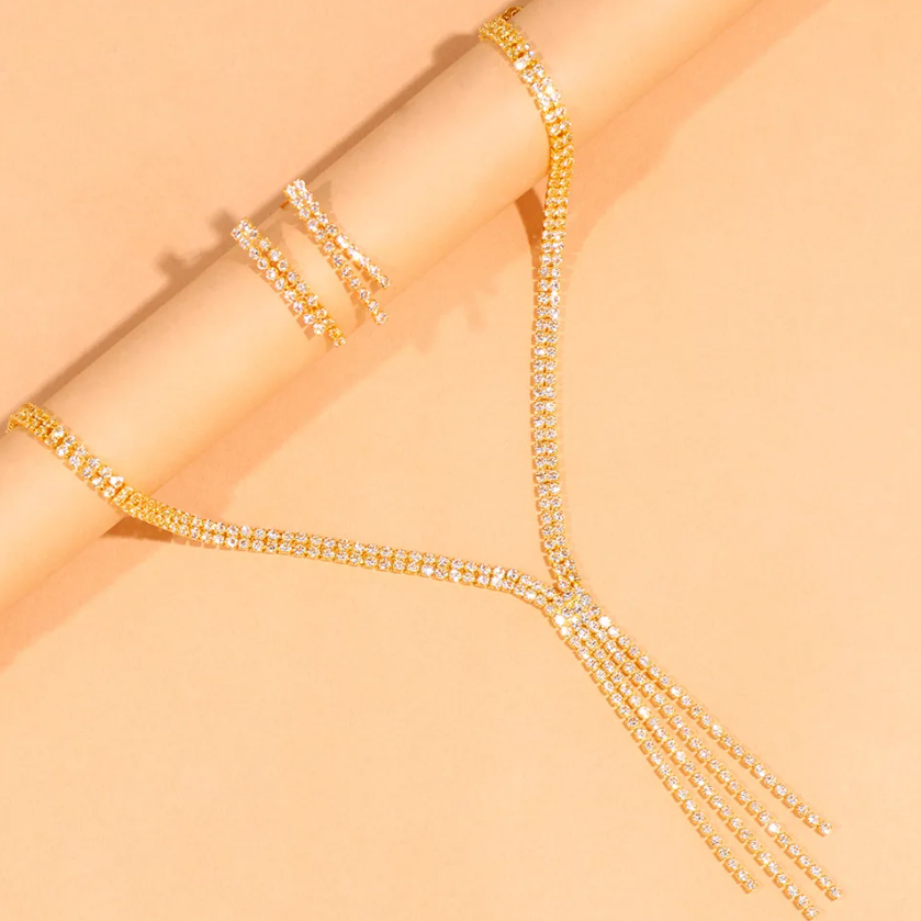 Set bijuterii pentru femei, CRM, Glamour Strass, elegant, auriu [4]