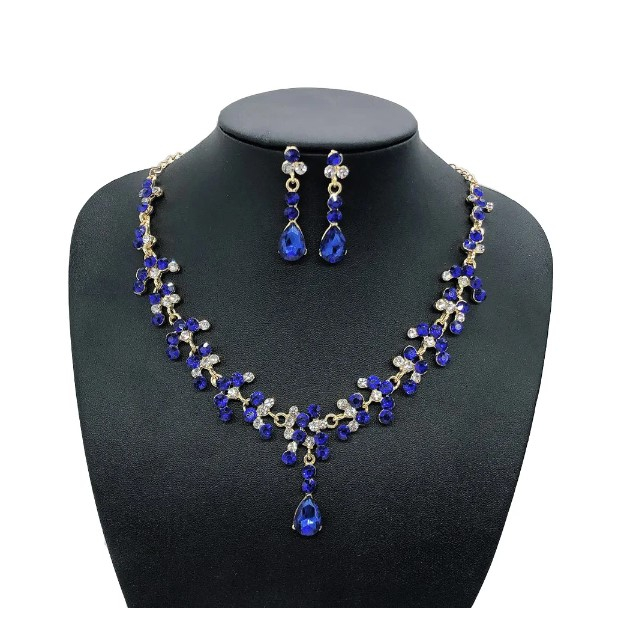 Set bijuterii pentru femei, GMO, Wedding Safir Cristal, colier si cercei, forma muguri [4]