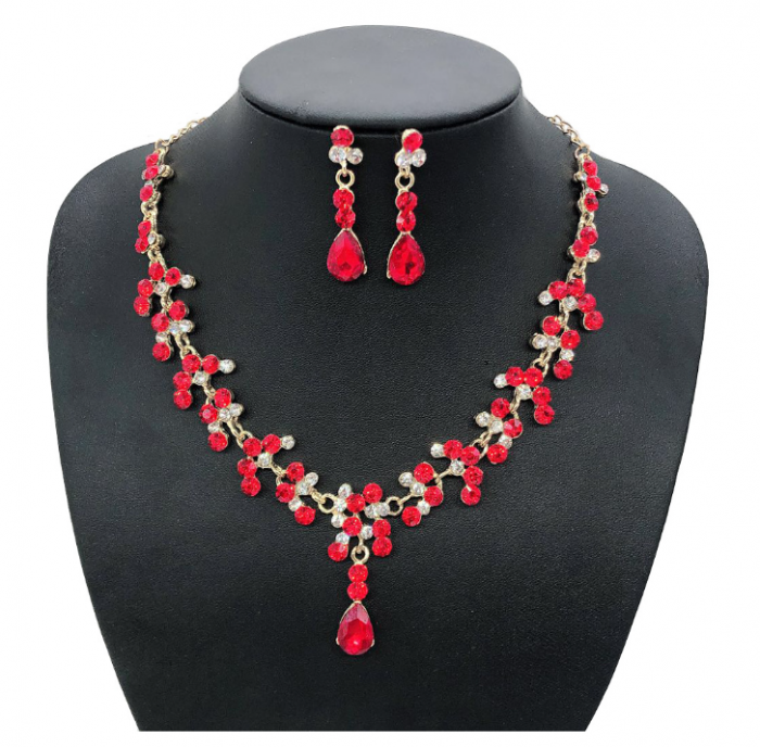 Set bijuterii pentru femei, GMO, Wedding Safir Cristal, colier si cercei, forma muguri [7]