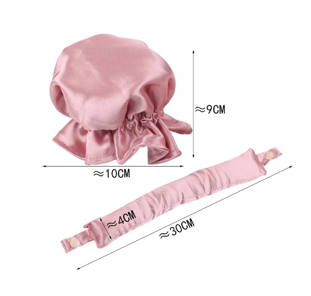 Set boneta si ondulator fara caldura, EVNC, Sleep Headband Heatless, roz [2]