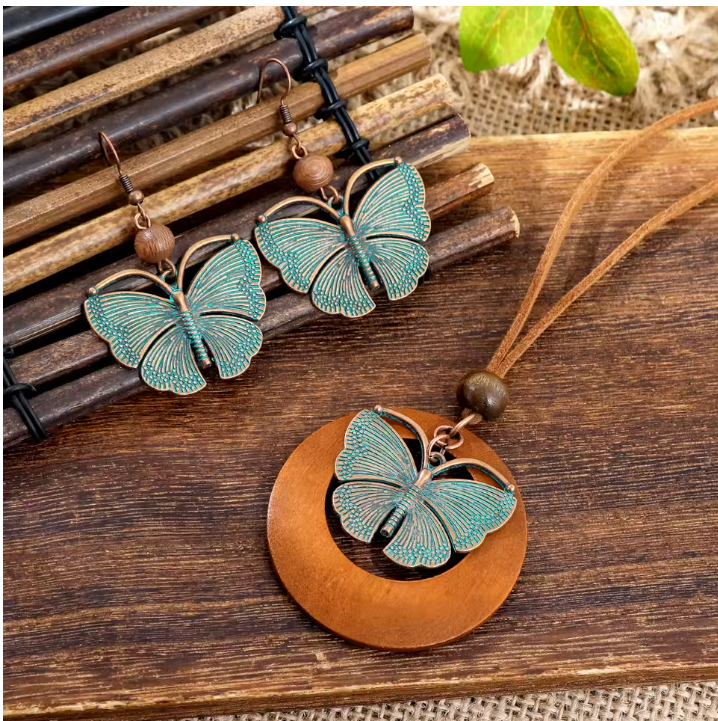 Set Colier și Cercei EVNC - Bohemian Vintage Butterfly [3]