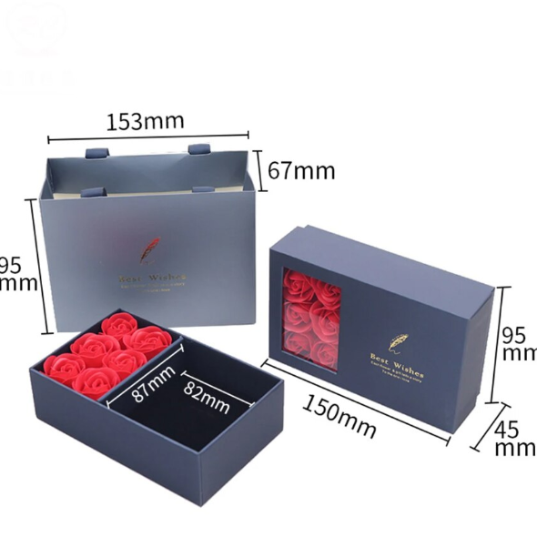 Set Cadou Romantic, CRM,  Cutie cu 6 Trandafiri Roșii si Cercei Eleganți [5]