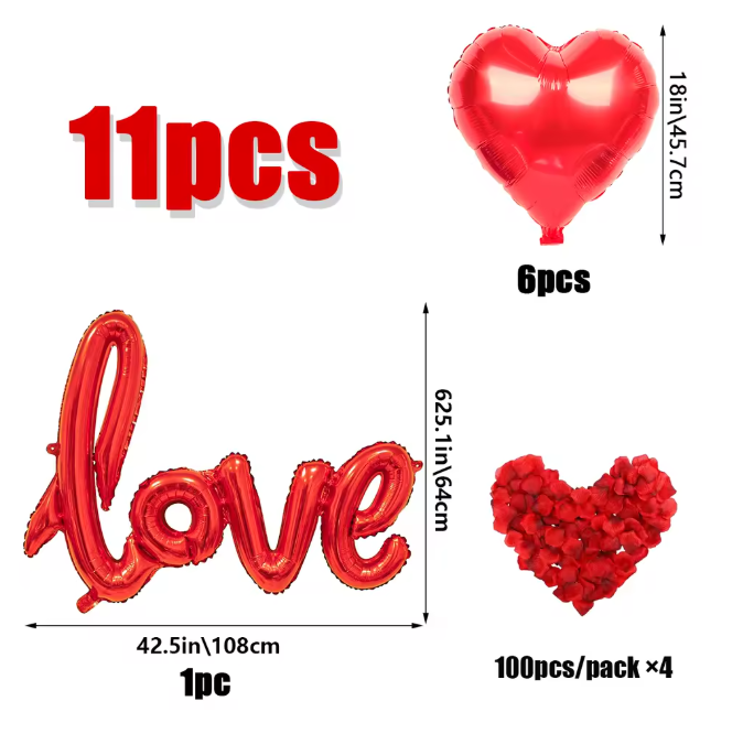 Set de Baloane EVNC - Valentine's Day Party, Include și Petale [5]