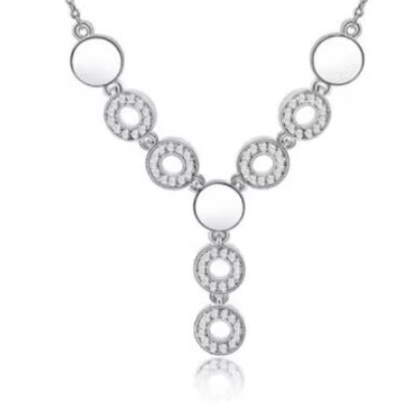 Set de bijuterii pentru fete, CRM, colier cu cercei si inel, argintiu [5]