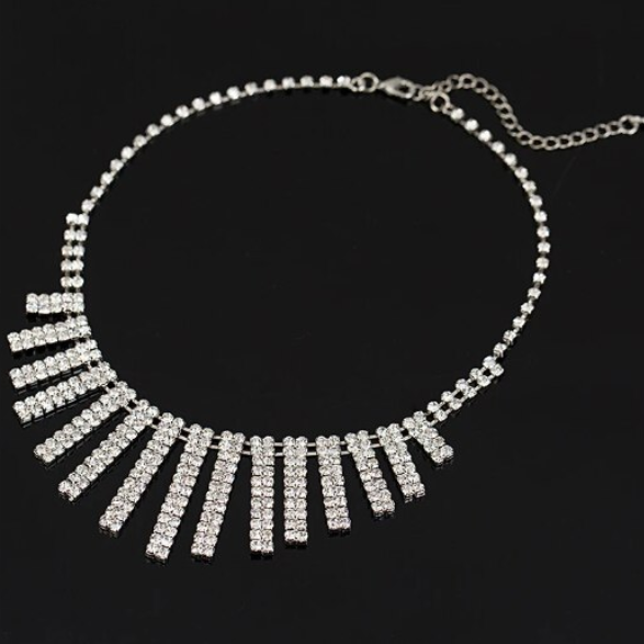 Set elegant colier si cercei, pentru ocazii speciale, CRM, Crystal, argintiu, 37.5+6cm [2]