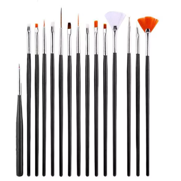 Set Nail Art - 15 Pensule pentru Decorare Unghii, CRM, Design Manichiură, Gel UV, Negru [4]
