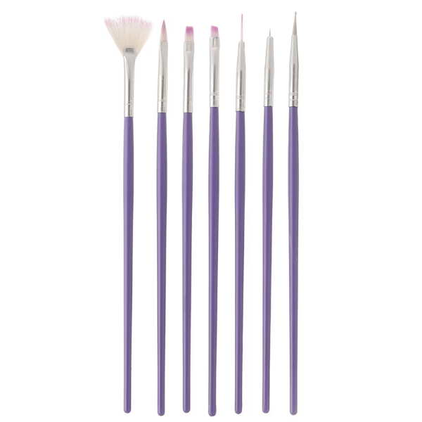 Set Nail Art - 7 Pensule pentru Decorare Unghii, CRM, Design Manichiură, Gel UV, Violet [7]