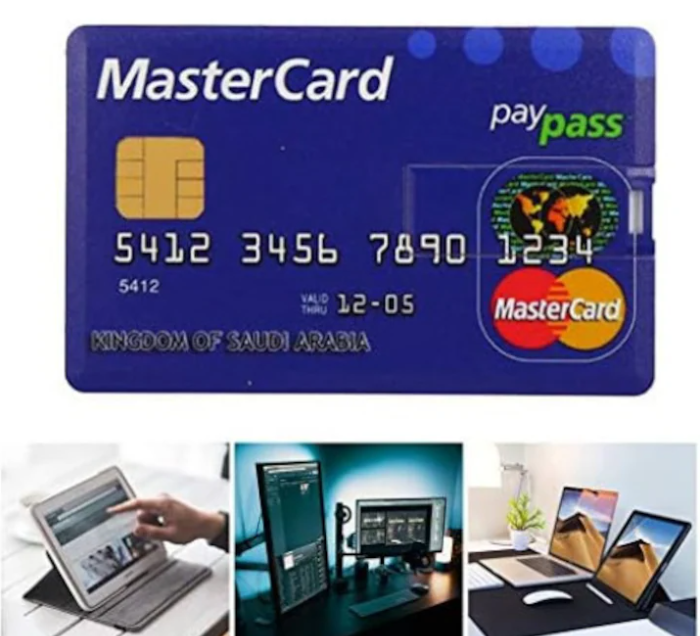 Stick memorie USB, 64GB, sub forma de card bancar, albastru [4]