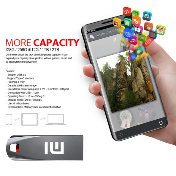 Stick USB Xiaomi 3.1 512GB, Argintiu – Transfer de Date de Mare Viteză și Capacitate Mare de Stocare [4]