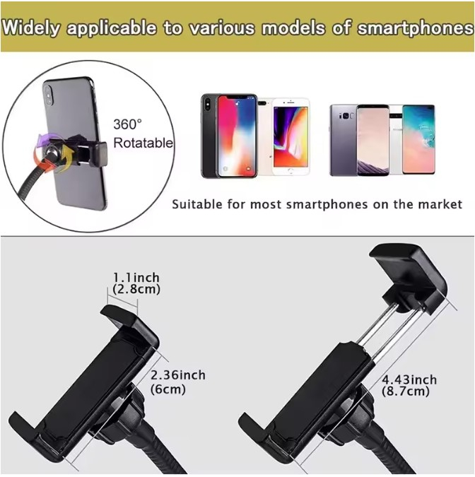 Suport de Telefon cu Inel Luminos Atașat EVNC - Live Stream Fill Light, Brațe Flexibile, 3 Trepte de Lumină [6]
