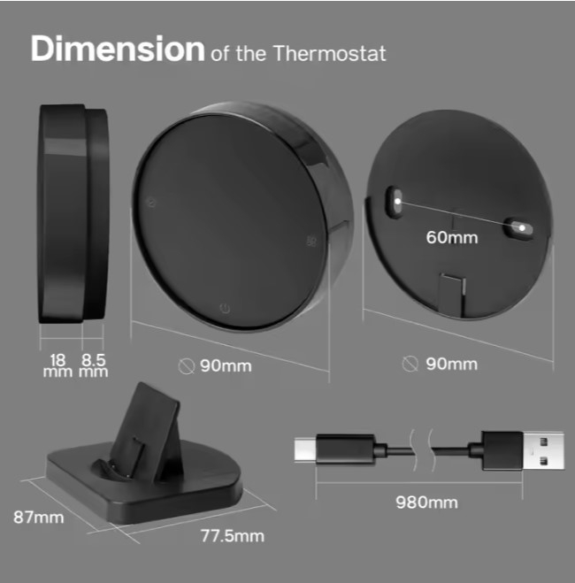 Termostat Wi-Fi BeOk BOT-R7B-X pentru Centrala pe Gaz – Control Aplicatie, Programare, Incarcare USB [4]