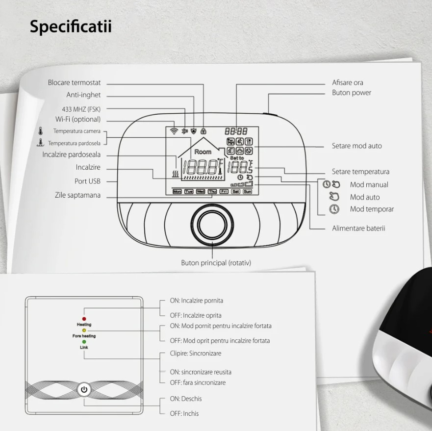 Termostat pentru centrala pe gaz si incalzirea in pardoseala BeOk BOT-T9N-WiFi [8]