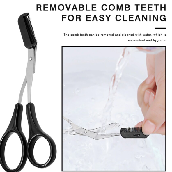 Trimmer Manual pentru Sprâncene, CRM, Design Foarfecă, Negru [5]
