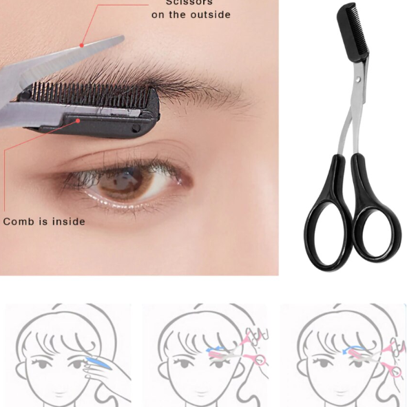 Trimmer Manual pentru Sprâncene, CRM, Design Foarfecă, Negru [6]